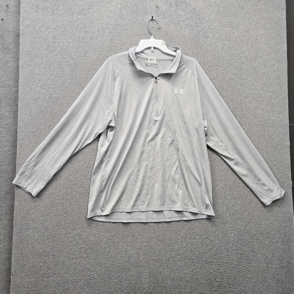 Under Armour Men Sweatshirt XXL Gray Quarter Zip Heatgear Activewear Zipper